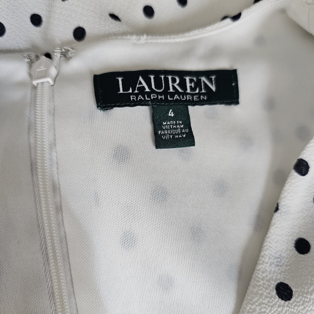 Ralph Lauren White Midi Dress with Black Polka Dots - Picture 5 of 10